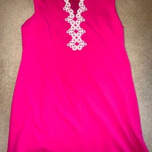 Elle XXL LIKE NEW Fuchsia Dress with White Detailing, fully lined